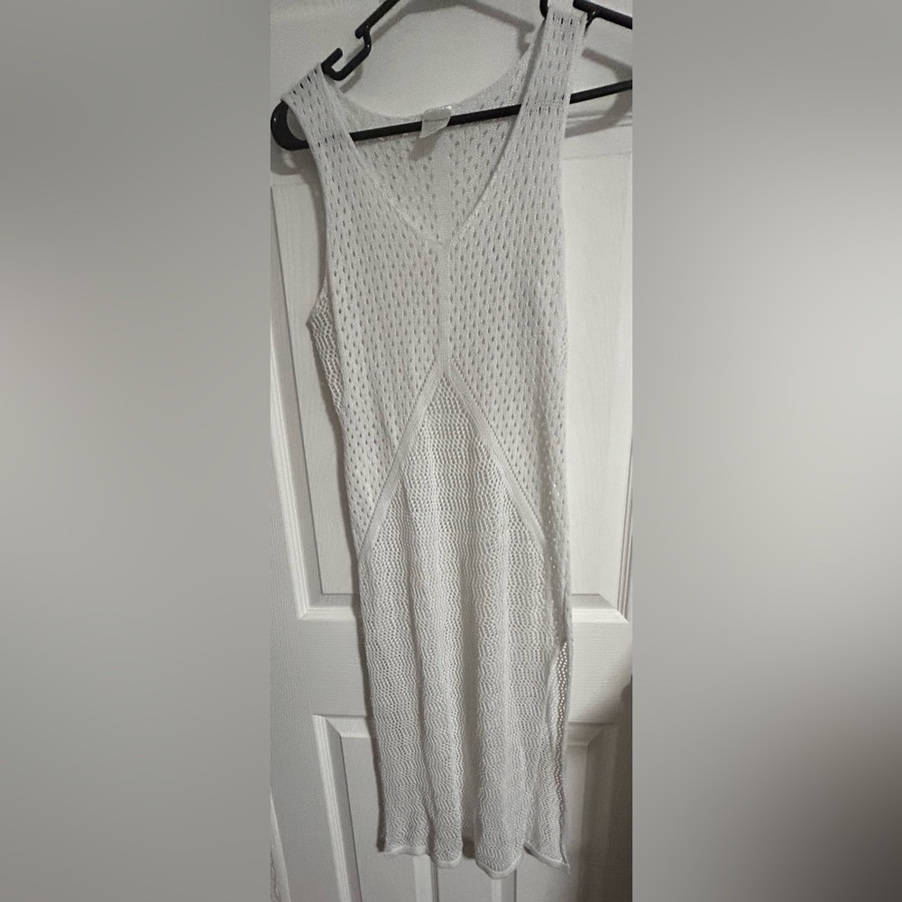 blu waves white crochet swim  coverup dress size: s